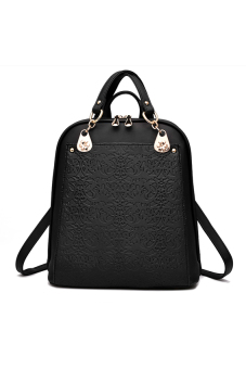 Quality Assurance Backpack 2016 New Trends Retro Flower Spring AndSummer Student Bag Fashion Leisure Handbag (Black) - intl