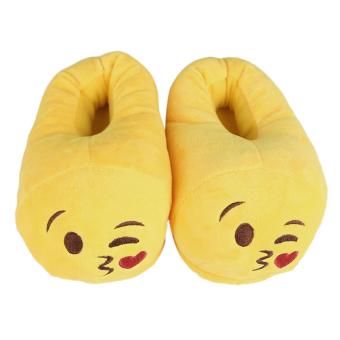 JNTworld QQ Expression Plush Slippers Indoor House Slippers for Children Adults(Yellow) - intl