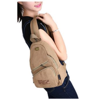 New Ladies Shoulder Bag Canvas Men and Women Chest Bag Leisure Female Messenger Bag Dual-Use Mini Backpack Riding Bag - intl