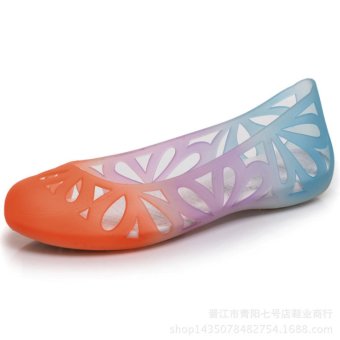 Fengsheng Women's Flat Sandals Jelly Sandals Beach Shoes Hollowed Ballet Flats - intl