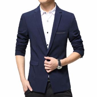 blazer pria style in casual navy blue