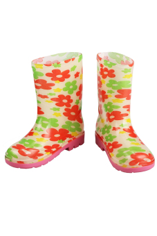 SuperCart Arshiner Children Kids Girl Floral Rubber Rain Boots Waterproof Snow Shoes - Intl