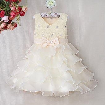 T250 Nicture Kids Girls Princess Party Pageant Evening Wedding Dress (White)