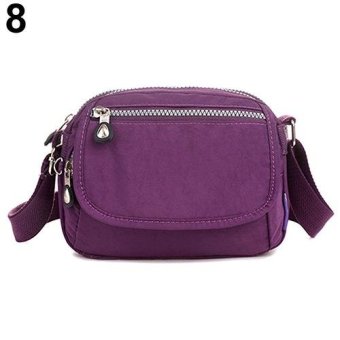 Broadfashion Women Waterproof Solid Zipper Nylon Shoulder Bag Sports Crossbody Messenger Bag (Grape Purple) - intl