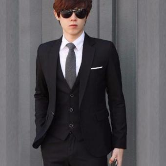 blazer pria slimfit korean style in black