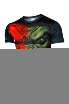 Cosplay Men's The Hulk Head Portrait T-Shirt (Black Green)