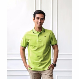 Crocodile Men Polo Shirt - Light green - Dark Green Striped Collar XL