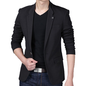 Jaket Pria - Blazer Casual Slim Trend Mode - Hitam
