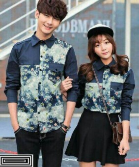 Jakarta Couple Kemeja Pasangan Star Navy / Couple Shirt Star Navy