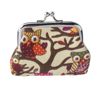 Indah Mini Fashion kartun Owl tas uang koin dompet wanita dompet perjalanan gadis dril - International