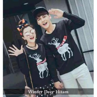 Pusat Kemeja Online - Baju Couple Murah - Baju Couple Winter Deer Hitam