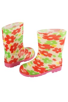 SuperCart Arshiner Children Kids Girl Floral Rubber Rain Boots Waterproof Snow Shoes 