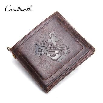 CONTACT'S 2017 New Genuine Leather Small Men Wallet Brand Logo Design Fashion Wallets Luxury Dollar Price Short Style Male Purse - intl