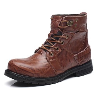 MUJIPOEMD Men Martin Boots Fashion First Layer Of Leather 38-44(Brown) - intl
