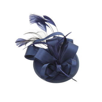 Women's Feather Fascinator Hat Clip on Wedding Party Hair Accessory (Navy Blue) - intl