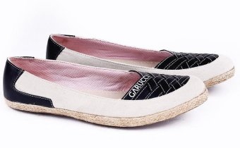 Garucci GRA 6117 Sepatu Flat Shoes Wanita - Canvas+Sintetis - Cantik (Krem Kombinasi)