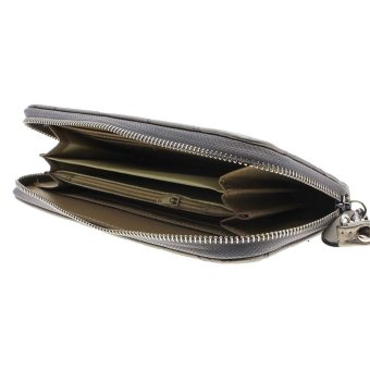 Whyus New Lady wanita kulit PU portabel kasus pada dompet panjang dudukan foto tas dompet (abu-abu) - International