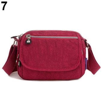 Broadfashion Women Waterproof Solid Zipper Nylon Shoulder Bag Sports Crossbody Messenger Bag (Purple) - intl