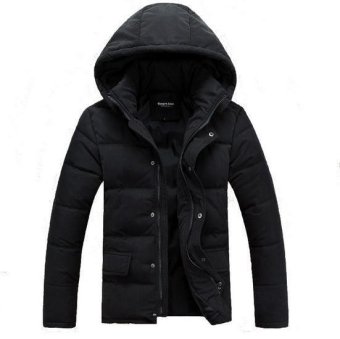 Winter Coat Jacket Duck Down Hooded Men Long Parka Overcoat Warm Thick 2015 Newly Stylish Black - Intl