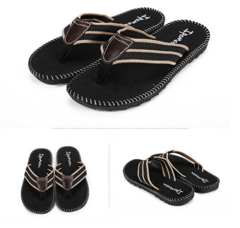 Men's Flip Flops Summer Beach Slippers Sandals Black