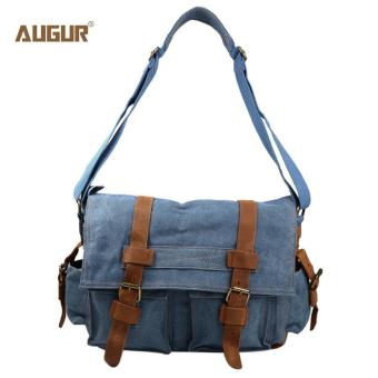 Augur Men Canvas Messenger Bag Vintage Style (Blue) (Intl)