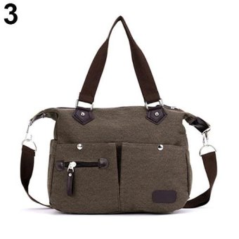 Broadfashion Women Casual Canvas Zipper Shopping Travel Crossbody Bag Shoulder Bag Handbag (Coffee) - intl