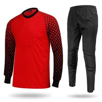 Baru dijual panas pria olahraga baik sepak bola kiper lengan panjang kemeja dengan celana merah (sy12) - International