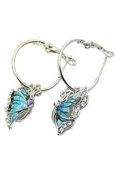 Jetting Buy Butterfly Crystal Silver Plated Earrings - Blue