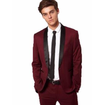 blazer pria model tuxedo stylish maroon