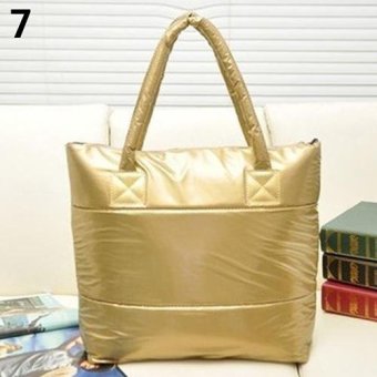 Broadfashion Women Korean Style Space Bale Cotton Tote Casual Shoulder Bag Handbag (Gold) - intl