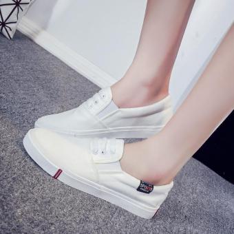 Bigcat new white fashion sneakers Spring and summer canvas shoes Korean style flat white shoes - intl