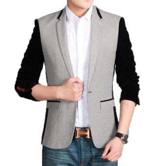 Gallery Fashion - Blazer casual pria model kombinasi ( silver black ) notch lapel | slim fit - 116