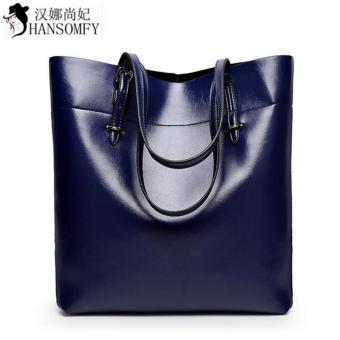 Lan-store Premium Quality Female Tote Bag Series--2017 New High Quality Leather Women Shoulder Bag Fashion Brand Designer Bucket Bag Large Capacity Top-handle Bags Tote Bag (Blue) - intl