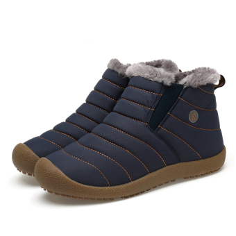Men's Snow Boots Warm Plush Furry Booties Winter Boots Snow Shoes (Blue) - intl