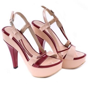 Garucci GDU 5134 Sepatu Fashion High Heels Wanita (Krem Kombinasi)