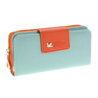 Women Wallets New Fashion Trends Pumping Multi-card Position Two Fold Wallet Lady Long Zipper Purse Card Holder (Sky Blue)