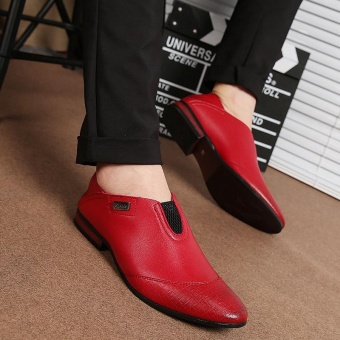 ZORO Fashion Genuine Leather Shoes Men Flats Casual Shoes High Quality Men Shoes (Red) - intl