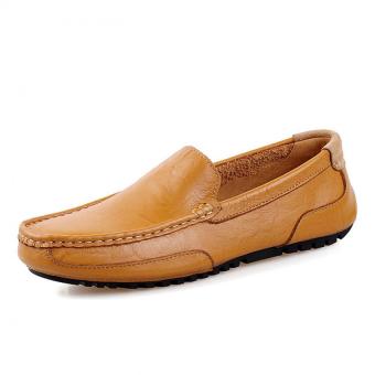 YAER Men's Leather Breathable Slip on Shoe (Brown) - Intl