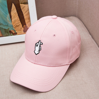 Fashionable Retro Korea Love Finger Snap Hat Cap Adjustable Size Baseball Cap (Pink) - intl
