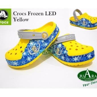 sandal sepatu anak perempuan crocs karakter frozen LED , sandal anak karakter lampu