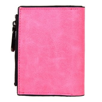 Fashion wanita dompet kulit PU kasus tombol kopling dompet tas wanita (naik merah)