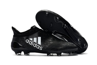 2016 Football Shoes X16+ Purechaos FG AG Men's NO Shoelaces Soccer Shoes Victory Newest Elastic Fantastic Game Sneakers Non-slip Black - intl