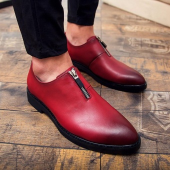 ZORO Fashion Italian Luxury Genuine Leather Men Shoes Handmade Wedding Men's Shoes Formal Shoes (Red) - intl