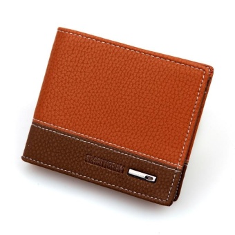 Cuzdan Male Luxury Small Portfolio Designer Famous Brand Short Leather Men Wallet Purse Carteras Walet Bag Money Vallet Pocket (Orange) - intl