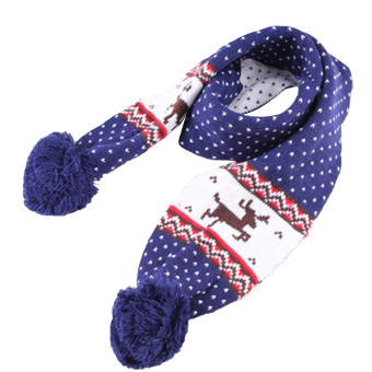 EOZY Unisex Knitted Scarf Lovely Christmas Deer Printed Scarves For Boys And Girls Xmas Gift (Dark Blue)