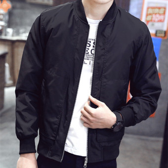 4ever Men's Casual Slim Stand Collar Jackets Coats Outerdoor Overcoat (Black) - intl