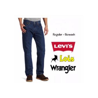 Celana Jeans Pria Regular - Biowash - Levis - Lois - Wrangler