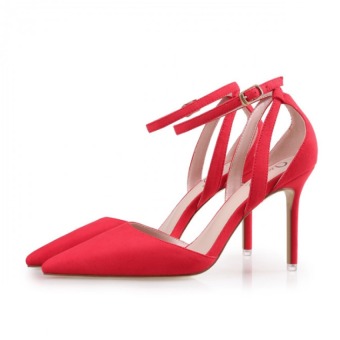 Pudding fine suede with pointed high heel sandals with hollow out a word leisure shoes - Intl