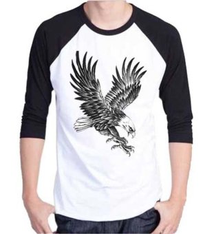 Sz Graphics T Shirt Raglan 3/4 Pria/Kaos Raglan Eagle /T Shirt Fashion/ Kaos Pria Raglan /T Shirt Pria raglan- Putih Hitam