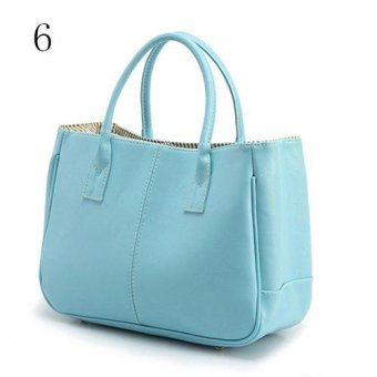 Broadfashion Women's Fashion Faux Leather Satchel Bag Tote Handbag Single Shoulder Bag (Sky Blue) - intl